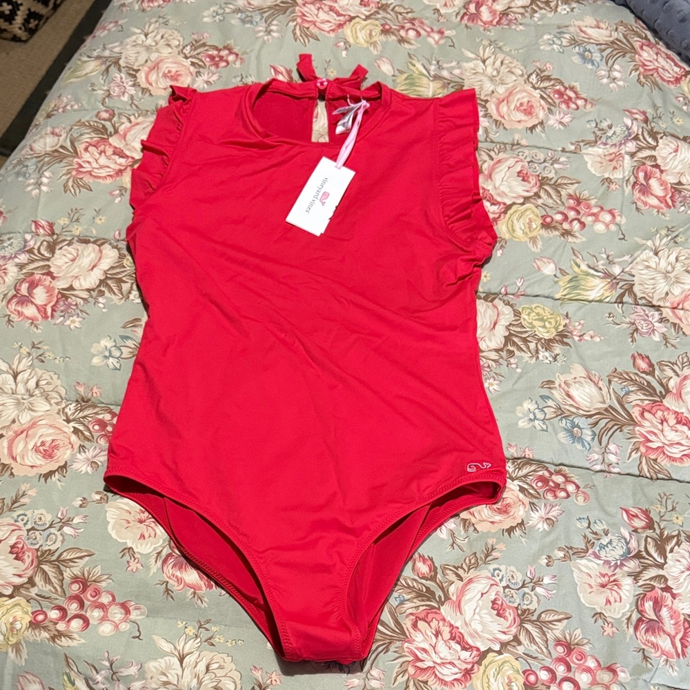 Vineyard Vines girl’s ruffle scoop one piece